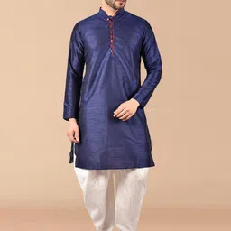 PRINTINDIA Mandarin Collar Pure Silk Straight Kurta with Dhoti Pants-picture-21