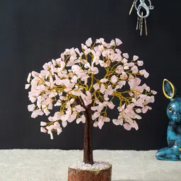 Golden Peacock Pink & Brown Quartz Handcrafted Stone Tree Showpiece-34