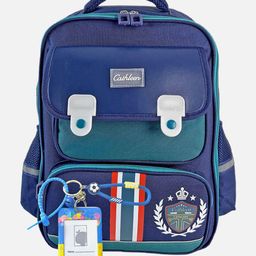 Little Surprise Box LLP Kids Colourblocked Crest Design School Backpack-17
