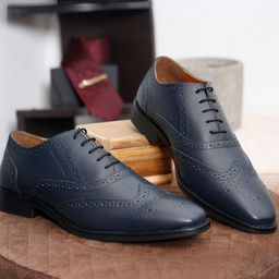 LOUIS STITCH Men Prussian Blue Premium Italian Leather Formal Brogue Shoes-image-51