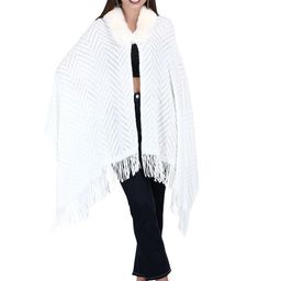 Stole & Yarn Women Cable Knit Longline Poncho-image-45