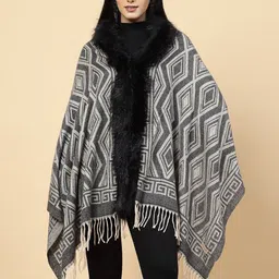 Mafadeny Geometric Printed Poncho-picture-26