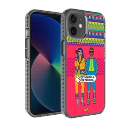 DailyObjects Multi-Coloured Printed Overthinking & Overdrinking iPhone 12 Mini Phone Case image 1