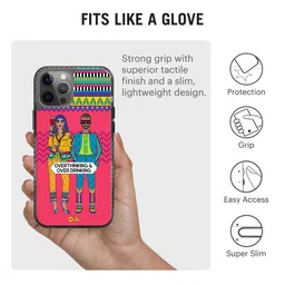 DailyObjects Blue & Red Printed Overthinking & Overdrinking iPhone 12 Pro Phone Case image 4