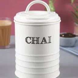 Steel White Cylindrical Chai Jar 800 Ml By Market 99-picture-45
