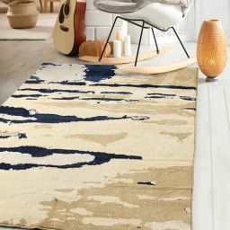 saral home Beige Abstract Cotton 6 ft x 9 ft Machine Made Carpet-picture-47