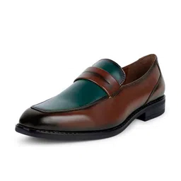LOUIS STITCH Men's Leatherette Dual Tone Shade Moccasin Shoes image 2