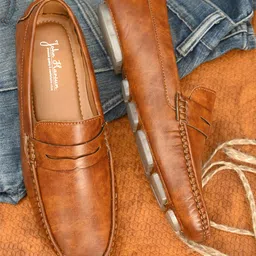 John Karsun Men Tan Brown Driving Shoes-image-76
