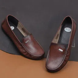 Zoom Shoes Women Round Toe Lightweight Leather Loafers-image-52