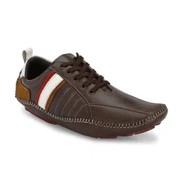 Hitz Men Textured Perforated Leather Driving Shoes-5