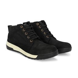 Hundo P Men Round Toe Mid Top Leather Sneakers-image-20