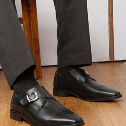 LOUIS STITCH Men Perforated Premium Leather Formal Monk Shoes-picture-21