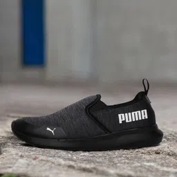Puma Men Charcoal Grey Melange Turf Slip-On Regular Running Shoes-26