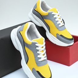 Roadster Women Yellow & Grey Colourblocked Lightweight Padded Insole Basics Sneakers-58