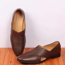 FAUSTO Men Textured Leather Formal Slip-On Shoes-image-89
