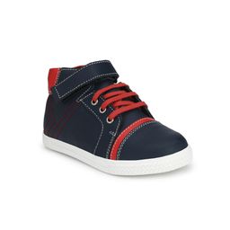 TUSKEY Boys Navy Blue & Red Leather Sneakers-2