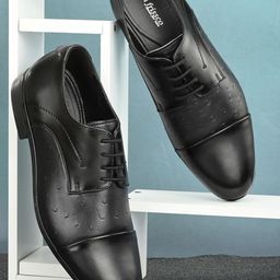 San Frissco Men Black Solid Leather Oxfords Formal Shoes-image-89