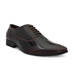 San Frissco Men Brown Woven Design Derby Formal Shoes-image-29