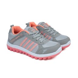 ASIAN Women Grey & Peach-Coloured Mesh Running Shoes-picture-33