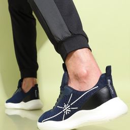 cultsportone Men Navy Blue Mesh Racer Men Running Shoes-image-1