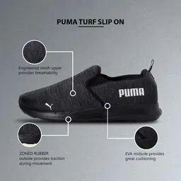 Puma Men Charcoal Grey Melange Turf Slip-On Regular Running Shoes image 5