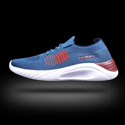 ASIAN Men Turquoise Blue & Red Mesh Running Non-Marking Shoes image 4