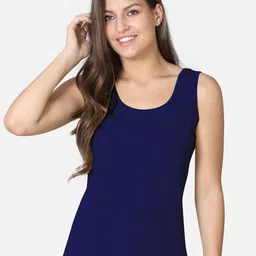 VStar Women Navy Blue Solid Pure Combed Cotton Camisole-picture-21