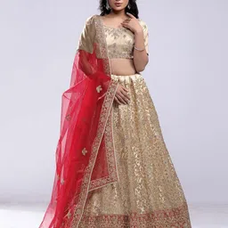 HALFSAREE STUDIO Embroidered Semi-Stitched Lehenga Choli With Dupatta-picture-28