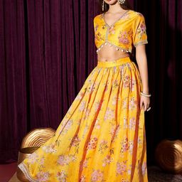indo street Floral Printed Gotta Patti Ready To Wear Lehenga & Choli-image-24