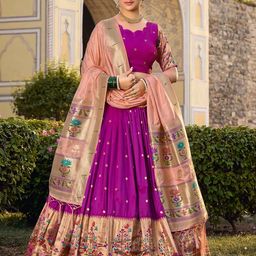 LOOKNBOOK ART Woven Design Silk Semi Stitched Lehenga & Unstitched Blouse With Dupatta-picture-22