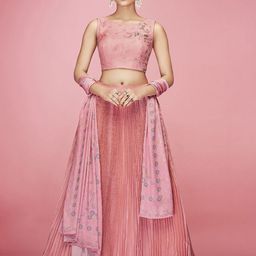 Fusionic Embroidered Mirror Work Semi-Stitched Lehenga & Unstitched Blouse With Dupatta-picture-30
