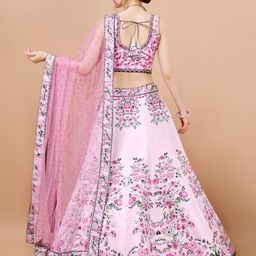 SAPTRANGI Printed Thread Work Ready to Wear Lehenga & Blouse With Dupatta image 4