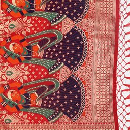 Warthy Ent Yellow & Red Semi-Stitched Lehenga & Unstitched Blouse With Dupatta image 3