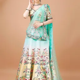SAPTRANGI Printed Sequinned Ready to Wear Lehenga & Blouse With Dupatta image 5