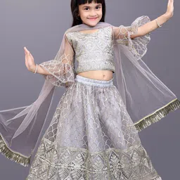 BAESD Girls Embroidered Bell Sleeves Ready To Wear Lehenga & Blouse With Dupatta-picture-42