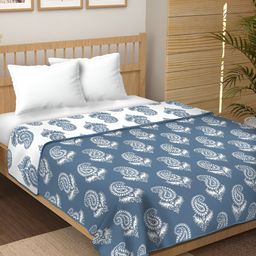RF RELAXFEEL Blue & White Ethnic Motifs Heavy Winter 210 GSM Double Bed Dohar-picture-42