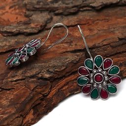 Ozanoo Brass-Plated Floral Drop Earrings-49
