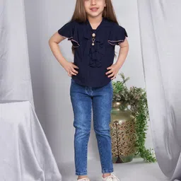Peppermint Girls Tie-Up Neck Flutter Sleeves Top-picture-9