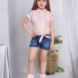 Peppermint Girls Striped Printed Cotton Shirt Style Top-image-75