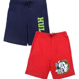 Marvel by Wear Your Mind Boys Red & Navy Blue Pack of 2 Printed Marvel Shorts-picture-7