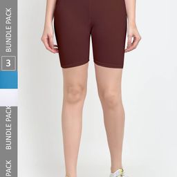 Jinfo Women Pack Of 3 Mid-Rise Above Knee Cycling Sports Shorts-picture-46