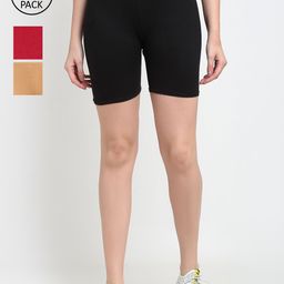 Jinfo Women Pack of 3 Solid Cycling Shorts-picture-27