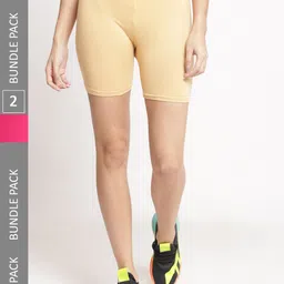 Jinfo Women Pack of 2 Mid Rise Cotton Cycling Sports Shorts-picture-15