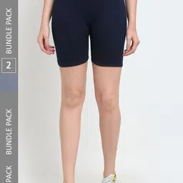 Jinfo Pack Of 2 Mid-Rise Above Knee Cycling Sports Shorts-picture-18