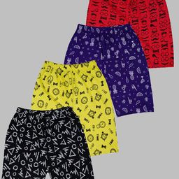 BAESD Kids Pack Of 4 Conversational Printed Cotton Shorts-51