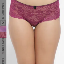 N-Gal Women Pack of 2 Self-Design Lace Boy Shorts-19