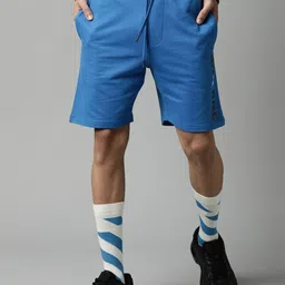 Breakbounce Men Blue Mid-Rise Cotton Sports Shorts-image-81