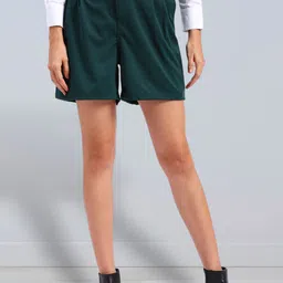 FITHUB Women Loose Fit High-Rise Pleated Cotton Shorts-image-124