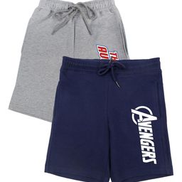 Marvel by Wear Your Mind Boys Pack Of 2 Grey & Navy Blue Printed Shorts-image-25