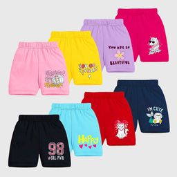 KUCHIPOO Girls Pack Of 8 Typography Printed Shorts-image-44
